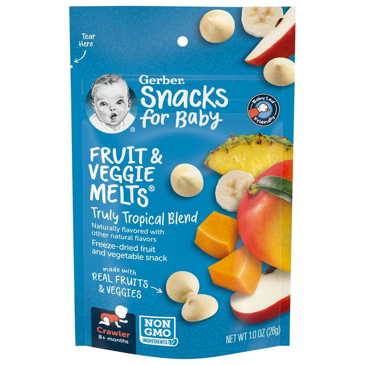 Gerber Crawler Fruit & Veggie Melts Truly tropical Blend Baby Snacks - 1oz | Target