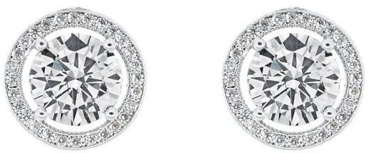 Cate & Chloe - Cate & Chloe Ariel 18k White Gold Halo CZ Stud Earrings, Silver Simulated Diamond ... | Walmart (US)