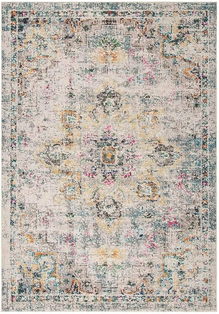 SAFAVIEH Madison Collection Area Rug - 8' x 10', Grey & Gold, Boho Chic Medallion Distressed Desi... | Amazon (US)