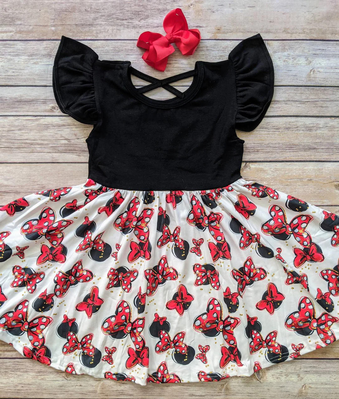 Mini Bows Solid Flutter Twirl Dress - Etsy | Etsy (US)