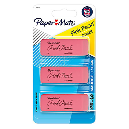 Paper Mate Pink Pearl Erasers Medium Pack Of 3 - Office Depot | Office Depot and OfficeMax 