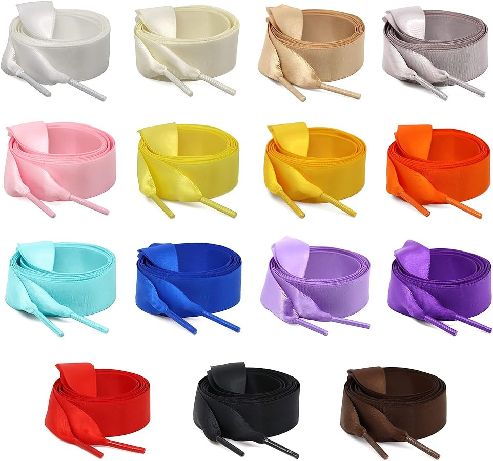 TXIN 15 Pairs Flat Satin Shoelaces Shoe Laces Silk Ribbon Shoelaces for Sneakers Casual Canvas Sh... | Amazon (US)