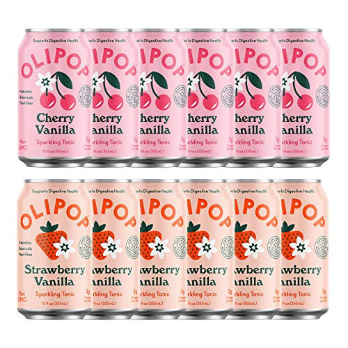 OLIPOP - Pink Pops Variety Pack, Healthy Soda Variety Pack, Prebiotic Soft Drink, Supports Digestive Health, High Fiber, Low Calorie, Low Sugar (12 oz, 12-Pack) | Amazon (US)