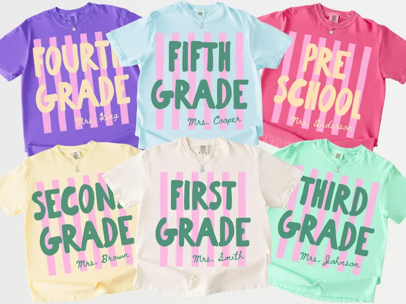 Custom Back to School Teacher Shirt Comfort Colors, Personalized Teacher Team Shirts, Grade Level... | Etsy (Global)