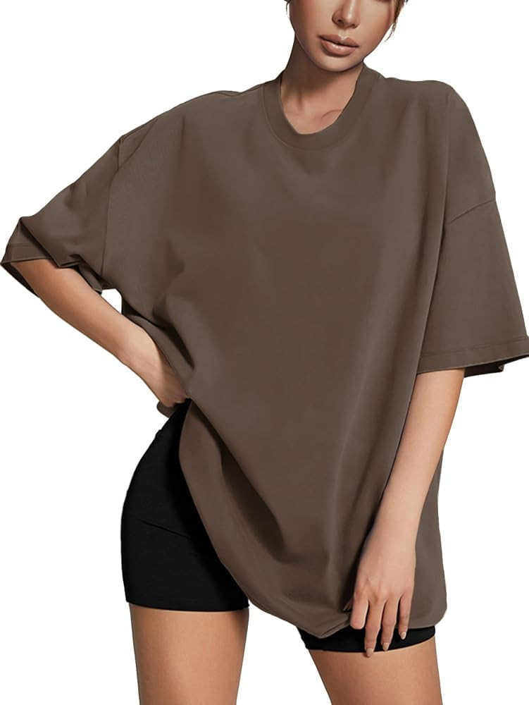 ATHMILE Womens Oversized T Shirts Loose Fit Crewneck Short Sleeve Tops Summer Casual Blouse 2024 ... | Amazon (US)