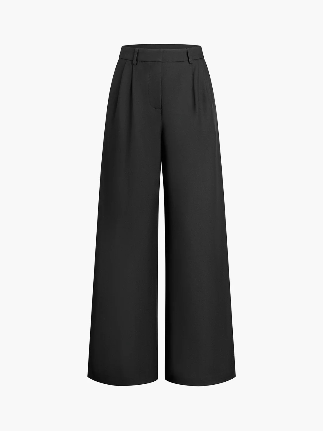 Solid Wide Leg Pants Without Belt | Commense