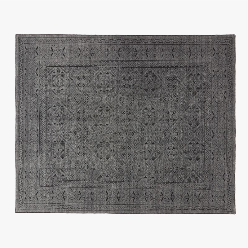 Raumont Hand-Knotted Grey Geometric Area Rug 8'x10' + Reviews | CB2 | CB2