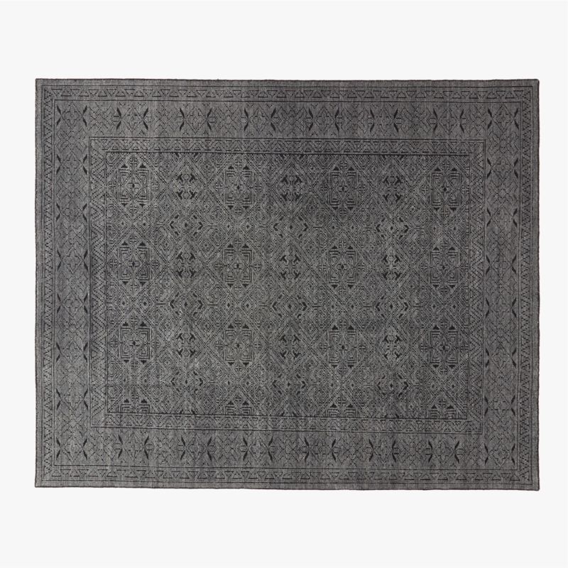 Raumont Hand-Knotted Grey Geometric Area Rug 8'x10' + Reviews | CB2 | CB2