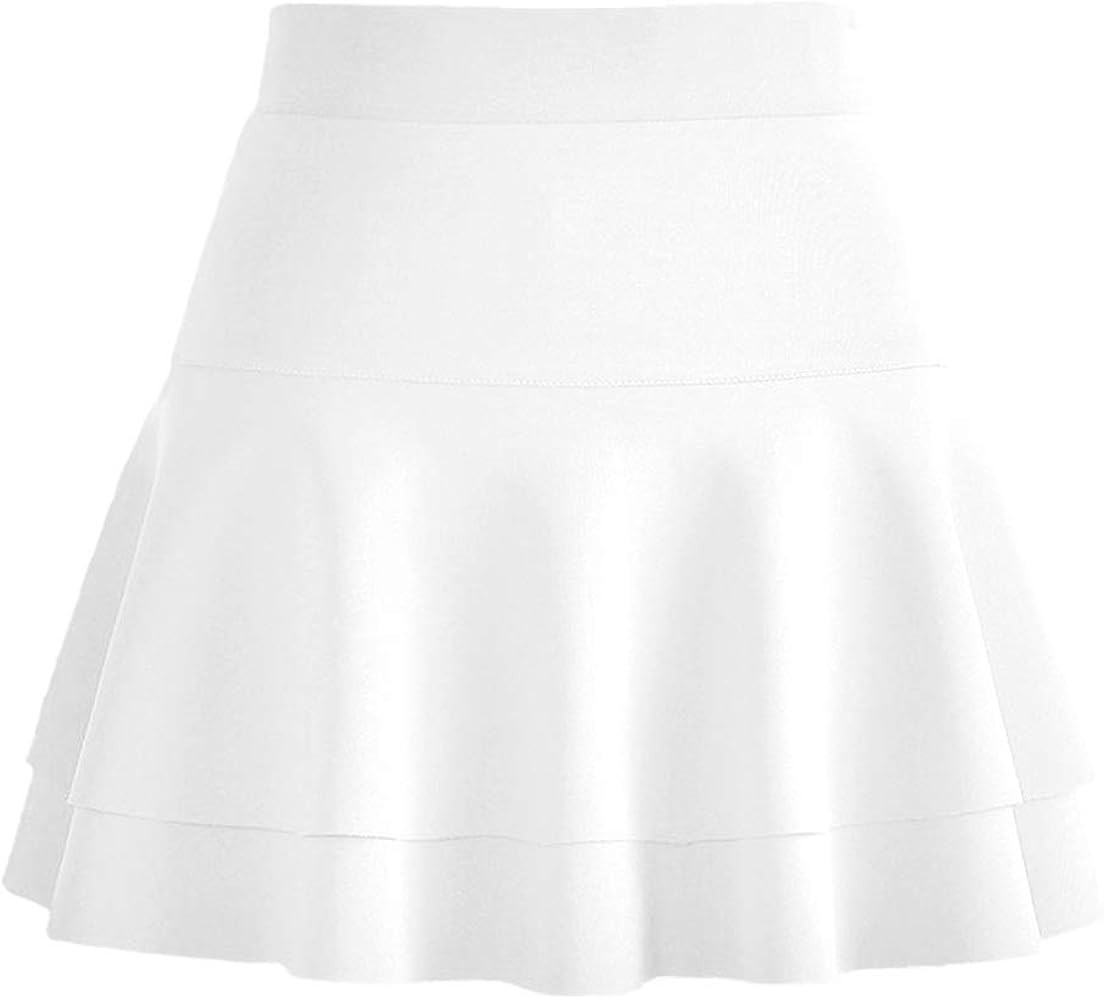 Afibi Casual Mini Stretch Waist Flared Plain Pleated Skater Skirt | Amazon (US)