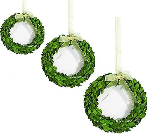 Amazon.com: Boxwood Valley Preserved Boxwood Wreath Mini Wreath Set of 3 S-M-L , Door Wall Window... | Amazon (US)
