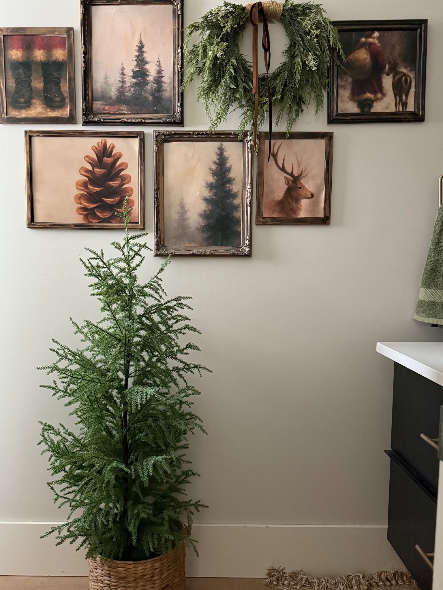 Christmas gallery wall.. love the vintagey look of these prints.. soft muted tones are perfect. 
Etsy digital downloads can be easily printed at home (especially a smaller size) 
Holiday bathroom 

#LTKSeasonal #LTKHome #LTKHoliday