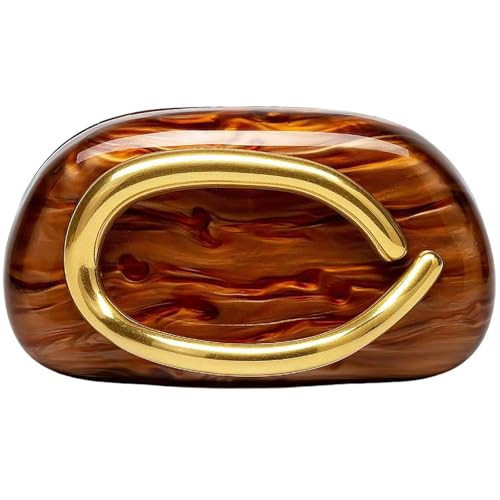 louceko Women Trendy Chain Crossbody Shoulder Bag Handbag Acrylic Wedding Evening Bag Shell Formal Clutch Purse, Brown | Amazon (US)