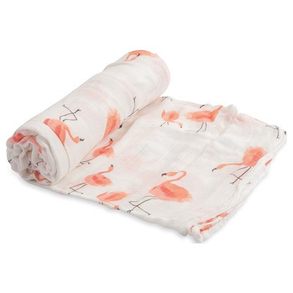 Deluxe Muslin Swaddle, Pink Ladies Flamingo | SpearmintLOVE