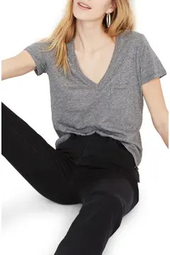 Whisper Cotton V-Neck Pocket Tee | Nordstrom