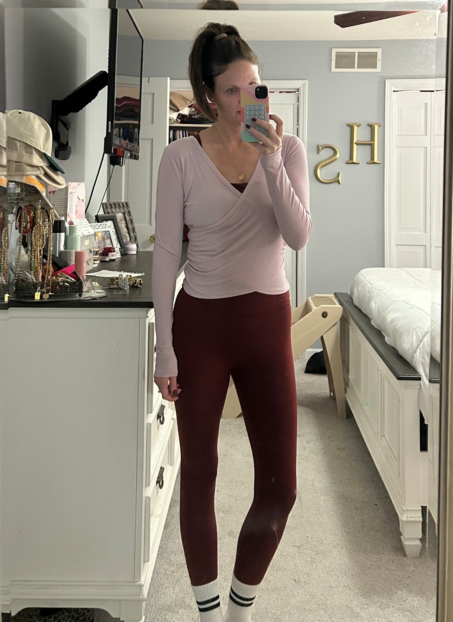 It’s Pilates day for me! 🧎🏻‍♀️I’ve been doing Pilates for over a year now and it’s the best thing I’ve ever done for myself. It helps a lot with managing my fibromyalgia. ❤️‍🩹Loving this burgundy set that’s perfect for fall. And this little ballet top is great to wear over it. I have it in two colors. Runs small, size up one, wearing a M. 

Top: M
Sports bra: M
Leggings: S

Workout outfit, workout fit, Pilates outfit, Pilates look, Pilates style, fibromyalgia survivor, 


#LTKActive #LTKfitnessgoals #LTKselfcare