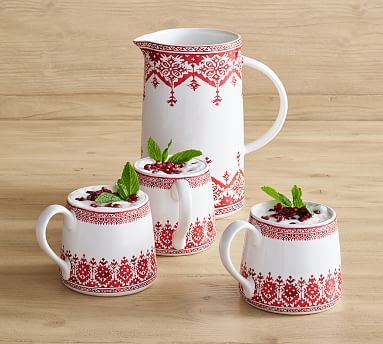 Tahoe Fair Isle Stoneware Mugs - Set of 4 | Pottery Barn (US)