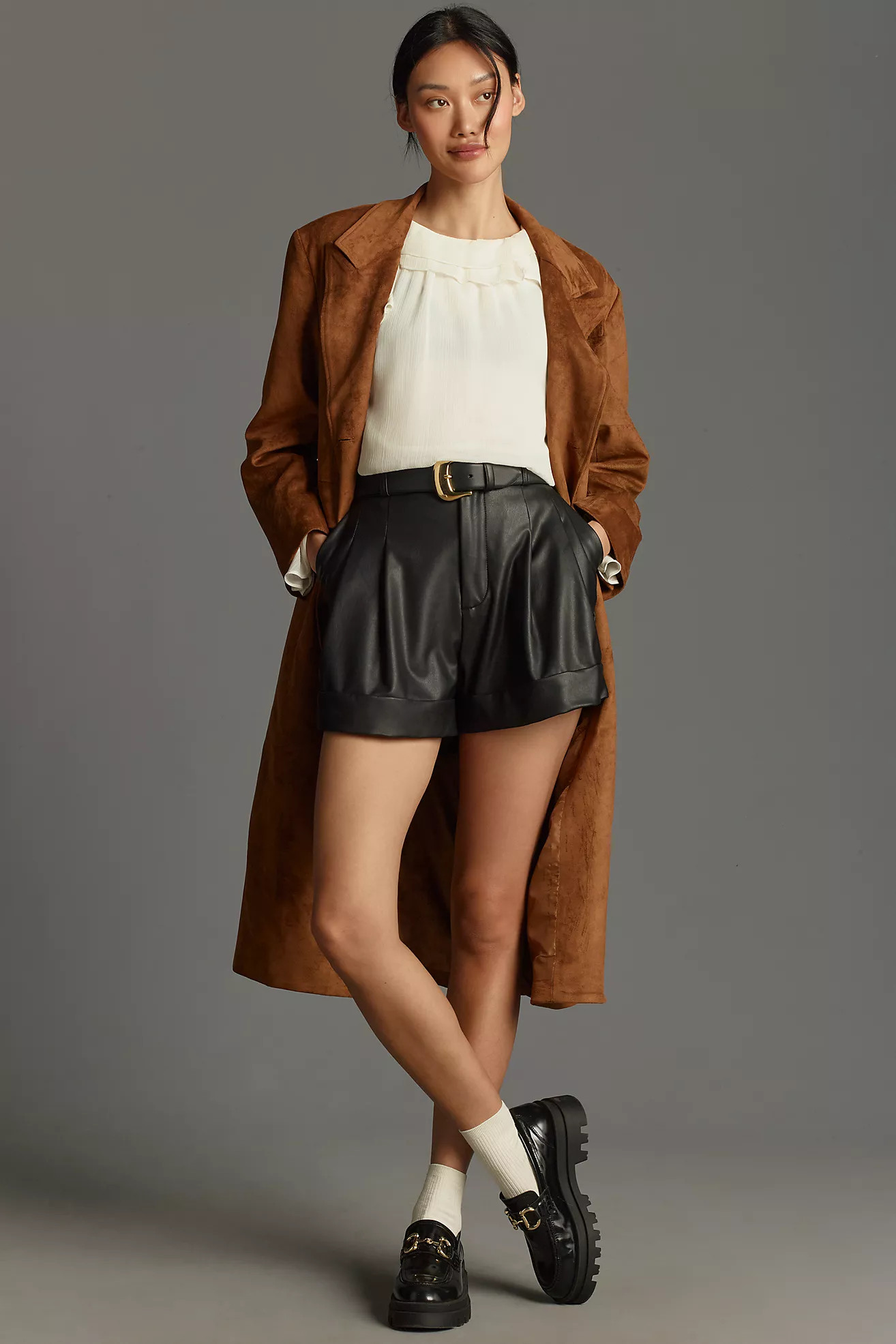 Maeve Faux Leather Cuffed Shorts | Anthropologie (US)