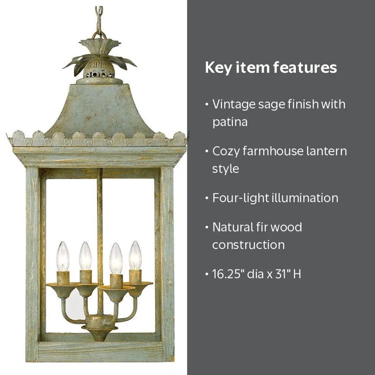 4 Light Pendant-Vintage Sage Finish Bailey Street Home 170-Bel-2942278 | Walmart (US)