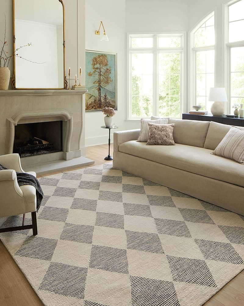 Loloi Chris Loves Julia x Francis Collection FRA-01 Area Rug 8'-6" x 12' Beige/Charcoal Rectangular | Amazon (US)