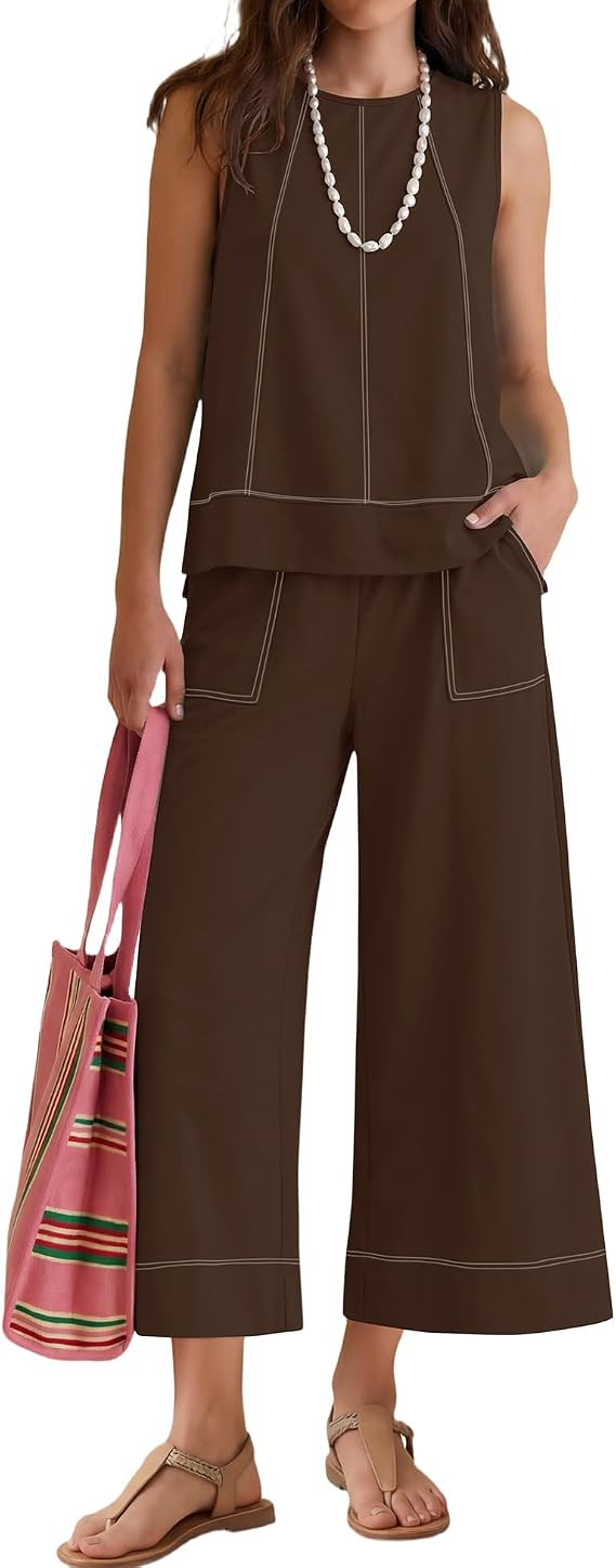 LOMON Two Piece Sets for Women Summer Outfits with Pockets | Amazon (US)