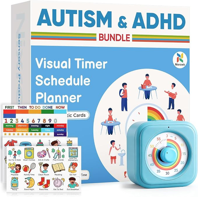 2-in-1 Visual Timer & Magnetic Visual Schedule for Kids, Autism ADHD Time Management Tool with 10... | Amazon (US)