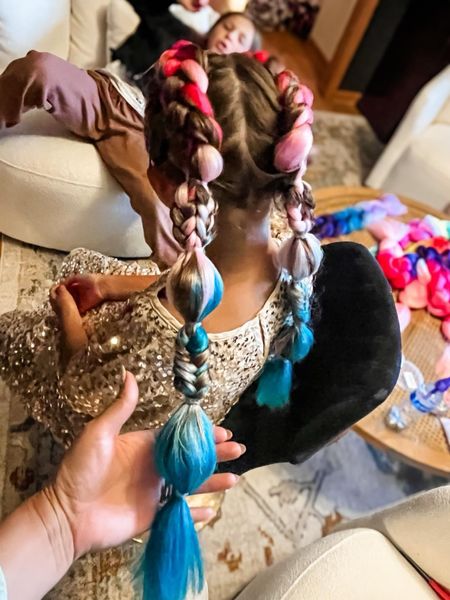 For my daughter’s 8th birthday we did a mermaid braids party and it was so fun! You French braid the fake hair into their hair. Each tuft was split in half for the braids. A pack of 3 would be enough to do 3 girls hair  

#LTKfindsunder50 #LTKkids
