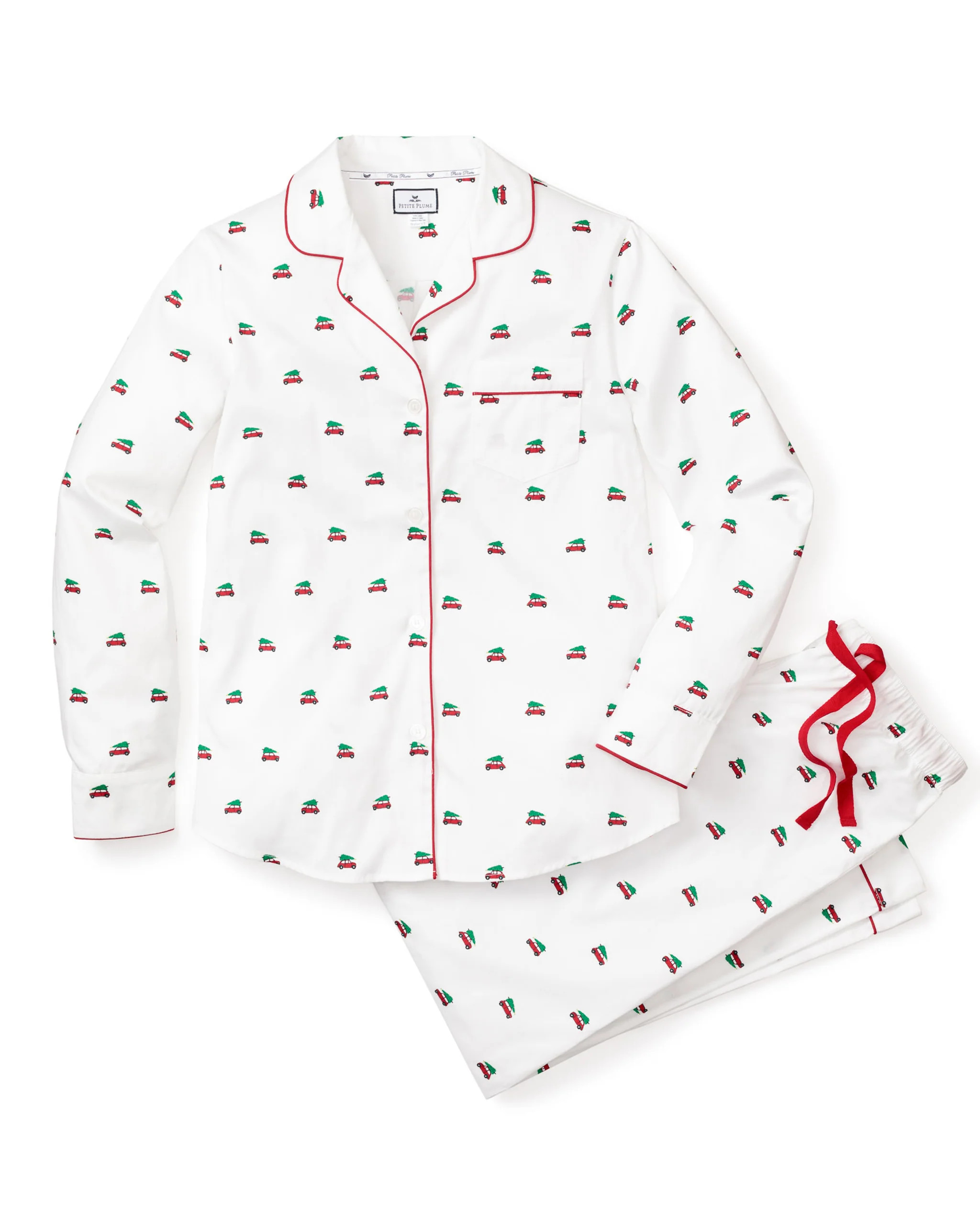 Women's Twill Pajama Set in Holiday Journey | Petite Plume