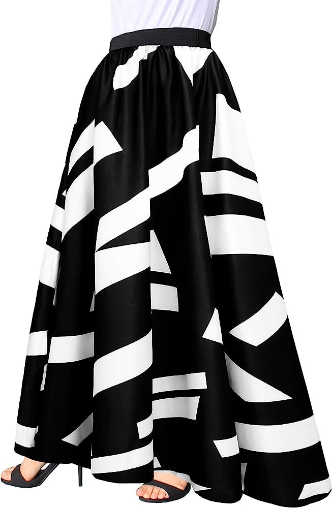 Afibi Women Chiffon Mopping Floor Length Big Hem Solid Beach High Waist Maxi Skirt | Amazon (US)