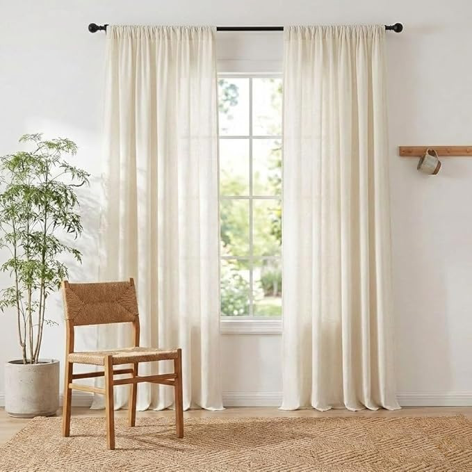 NICETOWN Natural Thick Linen Curtains 108 inches Long for Bedroom, Pinch Pleated/Rod Pocket/Back ... | Amazon (US)