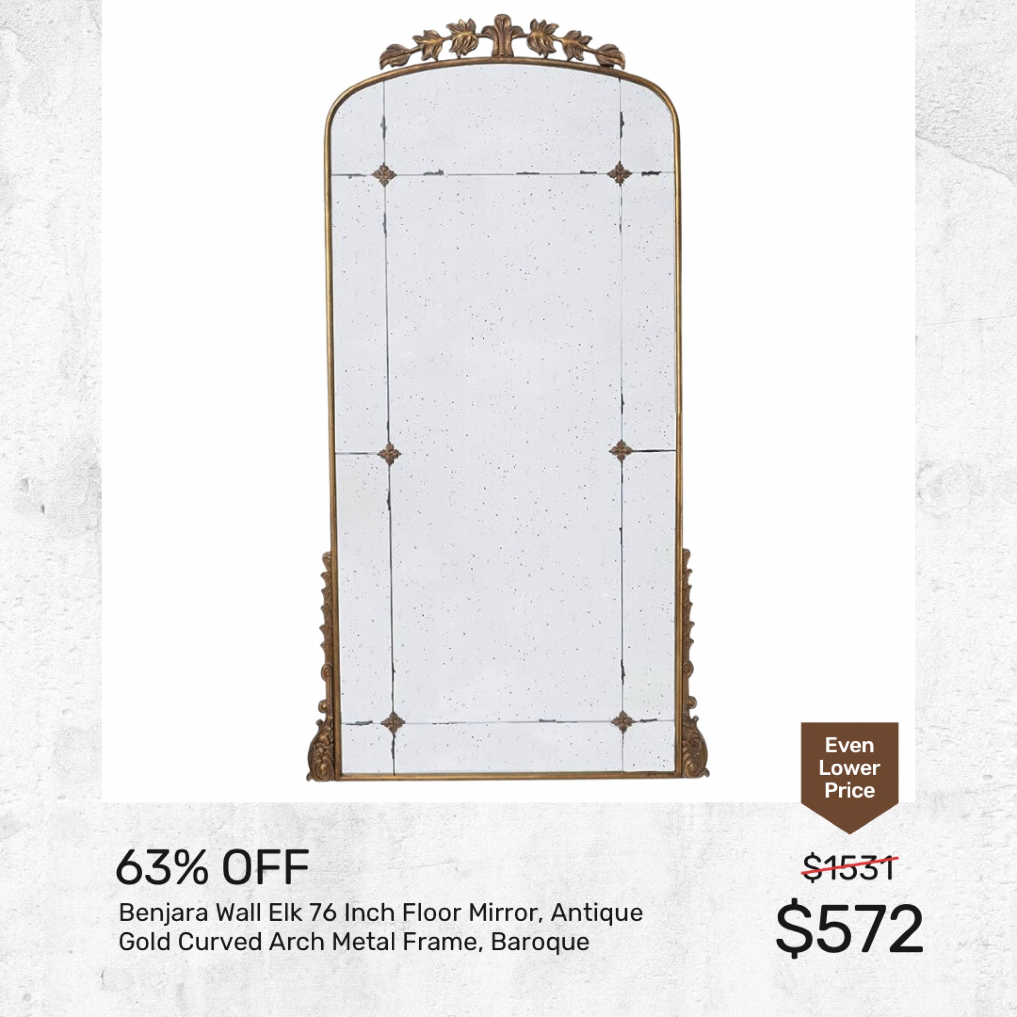 Benjara Wall Elk 76 Inch Floor Mirror, Antique Gold Curved Arch Metal Frame, Baroque, gold mirror, antique mirror, home sale, amazon home sale, amazon home, amazon home find, anthropology mirror dupe

#LTKsalealert #LTKhome