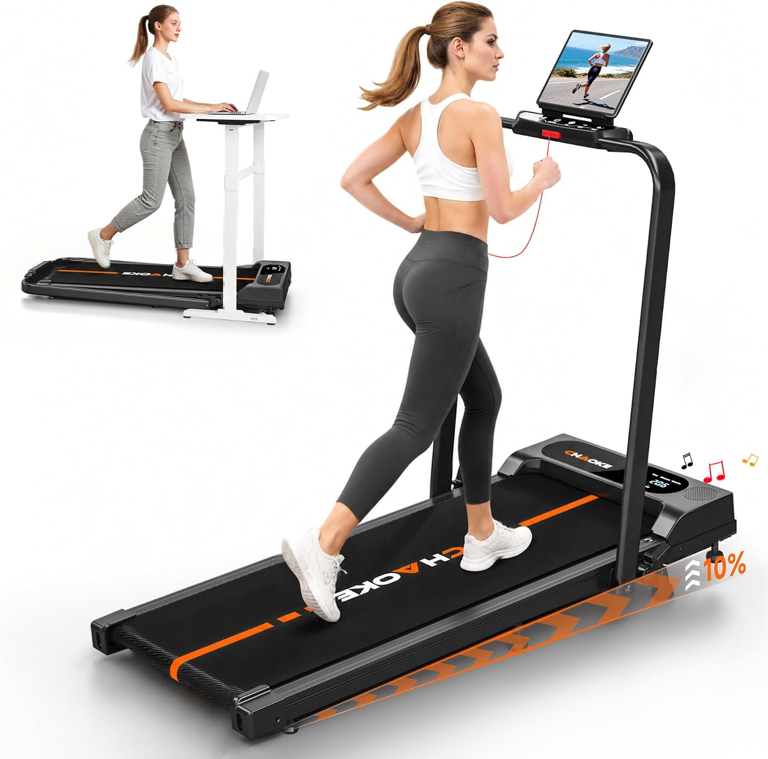 Walking Pad Treadmills for Home with 7.5MPH, Built-in Speaker, Upgrade 3.0HP Foldable Treadmills with 10% Incline, Compact Running Machine with APP, 350 LBS, LED Display, Remote Control | Amazon (US)