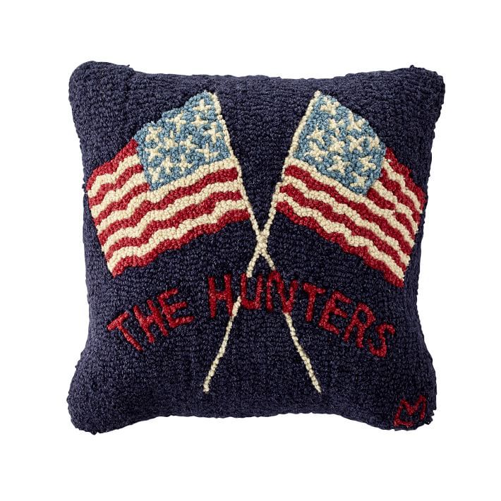 Hand Hooked Pillow, 18x18, American Flags | Mark and Graham