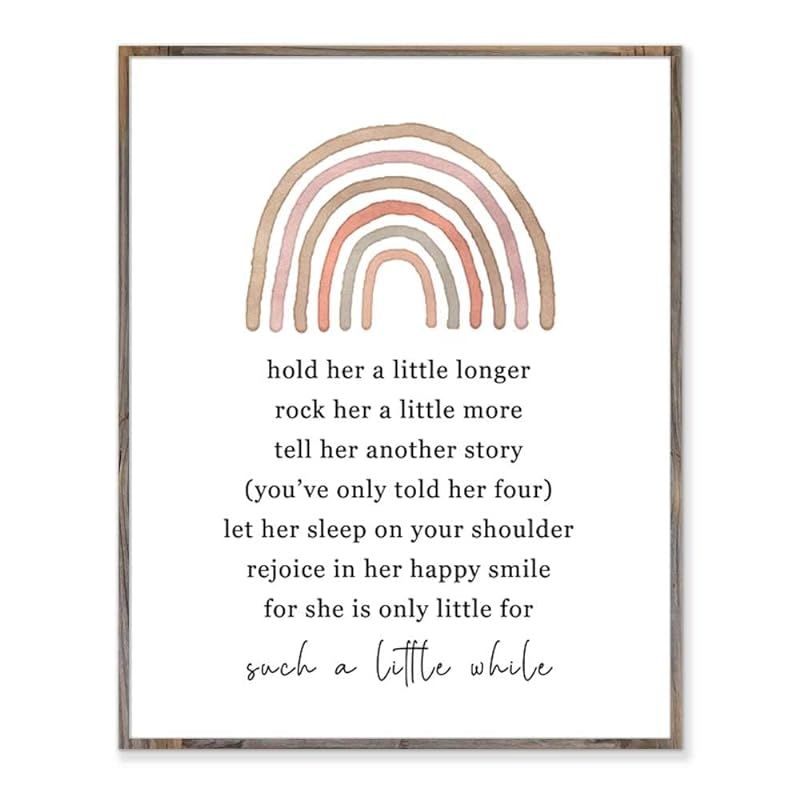 Hold Her A Little Longer Baby Girl Nursery Quote Art Rainbow Baby Shower Gift for Baby Girls Room... | Amazon (US)
