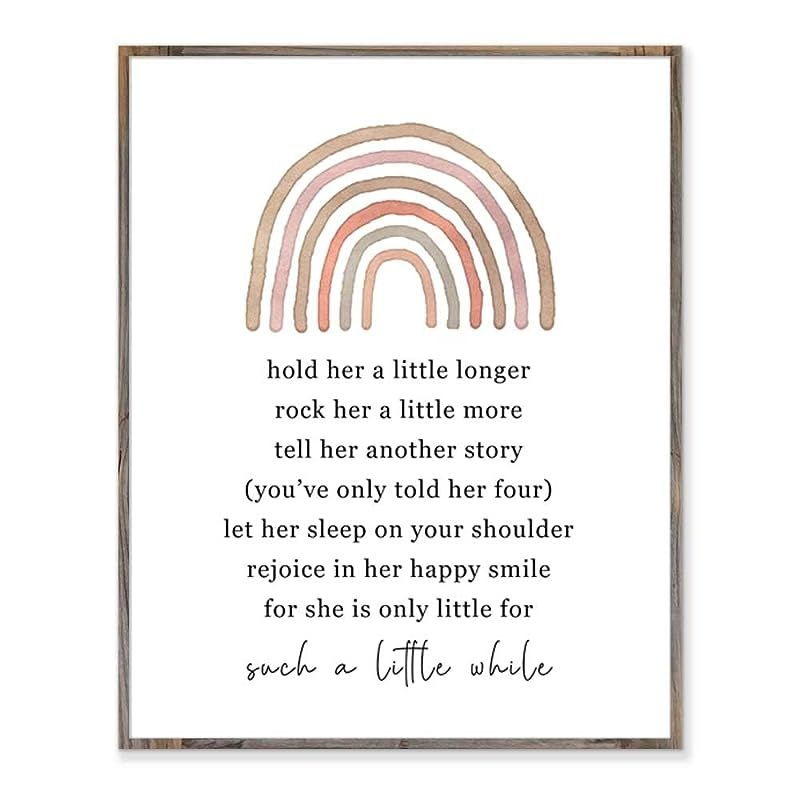 Hold Her A Little Longer Baby Girl Nursery Quote Art Rainbow Baby Shower Gift for Baby Girls Room... | Amazon (US)