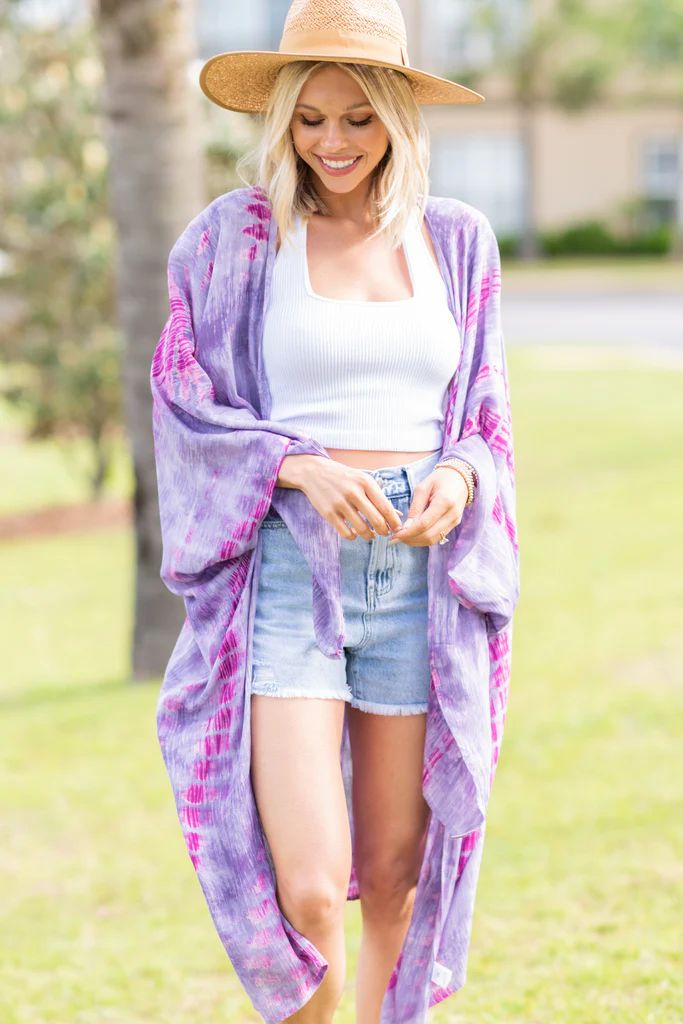 Ride The Waves Lavender Purple Tie Dye Kimono | The Mint Julep Boutique