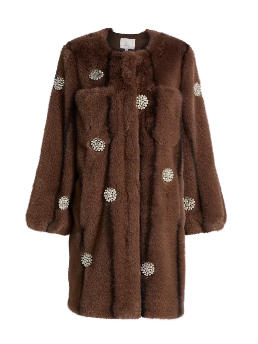 Cinq à Sept Pearl Coral Bubbles Faux Fur Coat | Saks Fifth Avenue | Saks Fifth Avenue