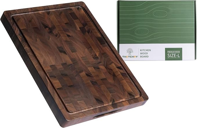Walnut Wood Cutting Boards for Kitchen, End Grain Chopping Board Double Sided, Large Cutting Boar... | Amazon (US)