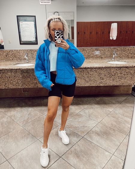 Try code TANNER15 for 15% off my crop top size small— size xs in my jacket. My workout shorts are amazon size small. 

#LTKshoecrush #LTKSeasonal #LTKstyletip