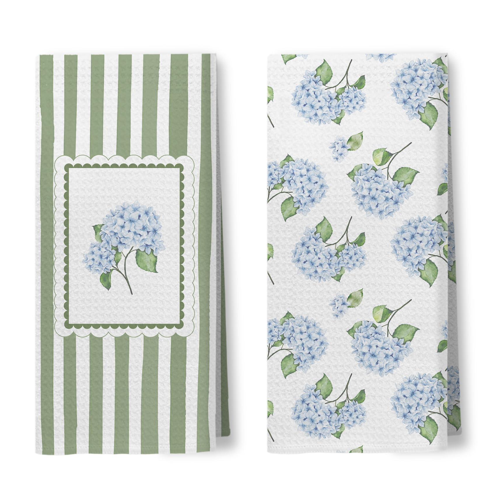 Amazon.com: Foritho Spring Blue Hydrangea Floral Kitchen Towels, Retro Sage Green Striped Flower Hand Towels for Bathroom, Farmhouse Floral Dish Tea Towel for Kitchen Decor, 16x24 Inch Set of 2 : Home & Kitchen | Amazon (US)