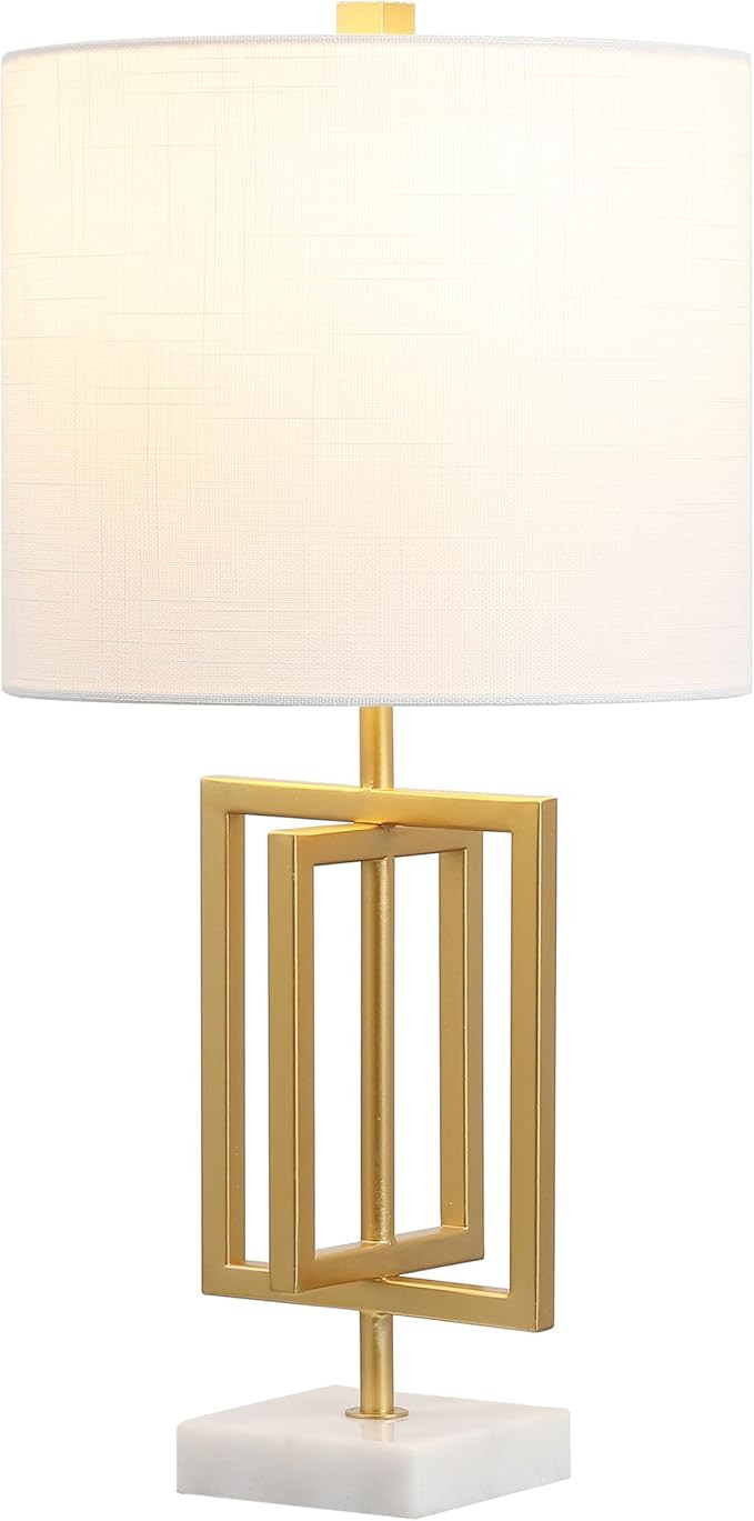JONATHAN Y 20.25" Gold Contemporary Glam Metal and Marble Table Lamp, Modern Geometric Iron Desk ... | Amazon (US)