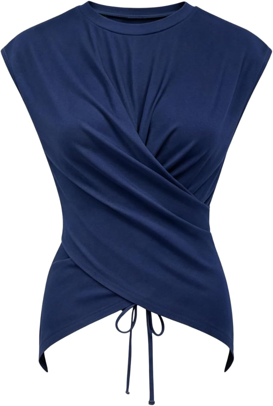 SOLY HUX Women's Asymmetrical Wrap Top Crop Tie Back T Shirts | Amazon (US)