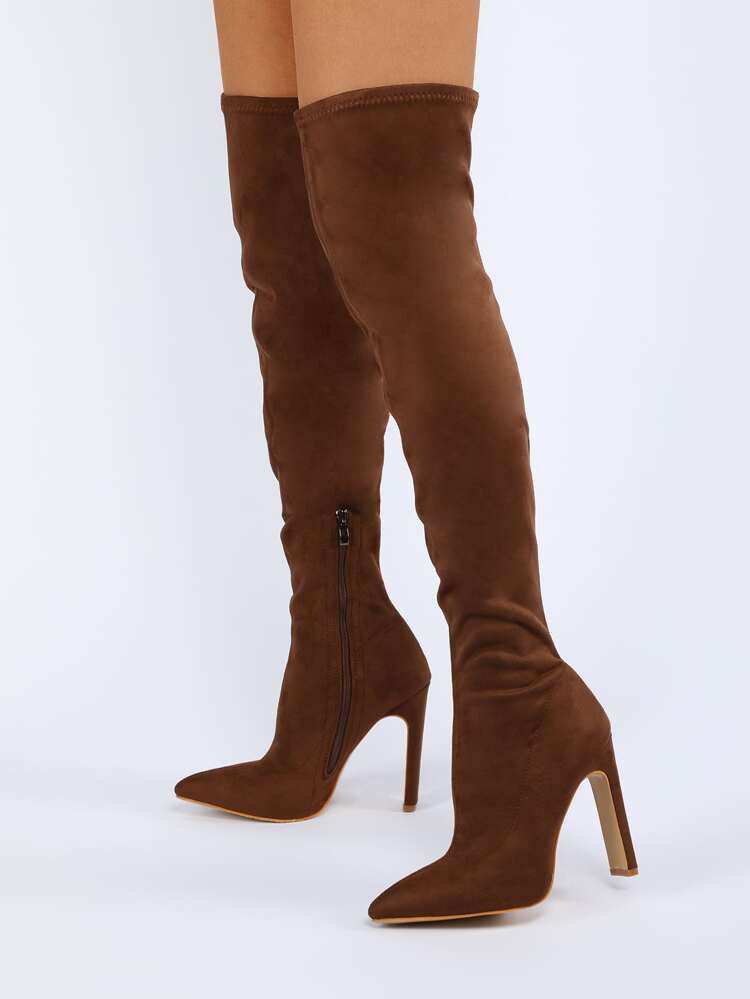 Point Toe Side Zipper Sock Boots | SHEIN