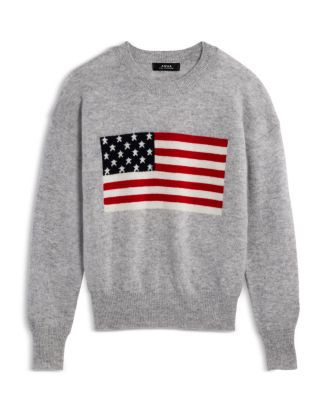 Girls' Cashmere Flag Pullover Crewneck Sweater, Big Kid - Exclusive | Bloomingdale's (US)