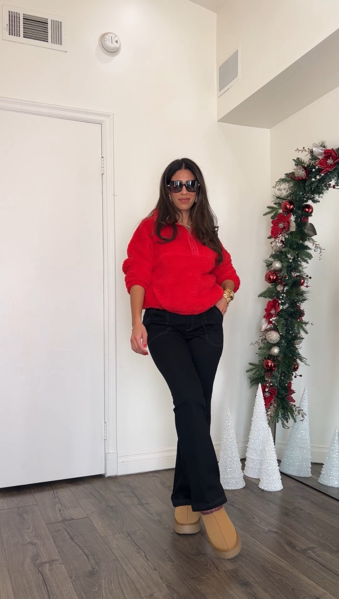 Casual Walmart outfit idea under $30. Wearing medium in pants, they’re stretchy but mid rise 

#LTKFindsUnder50 #LTKootd #LTKHoliday