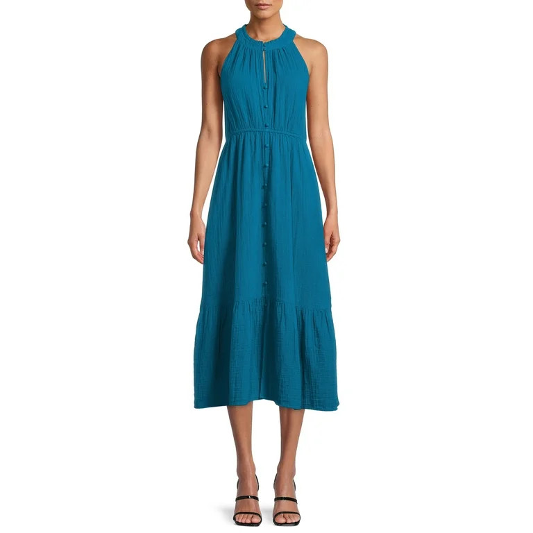 Time and Tru Women's Sleeveless Tiered Midi Dress | Walmart (US)