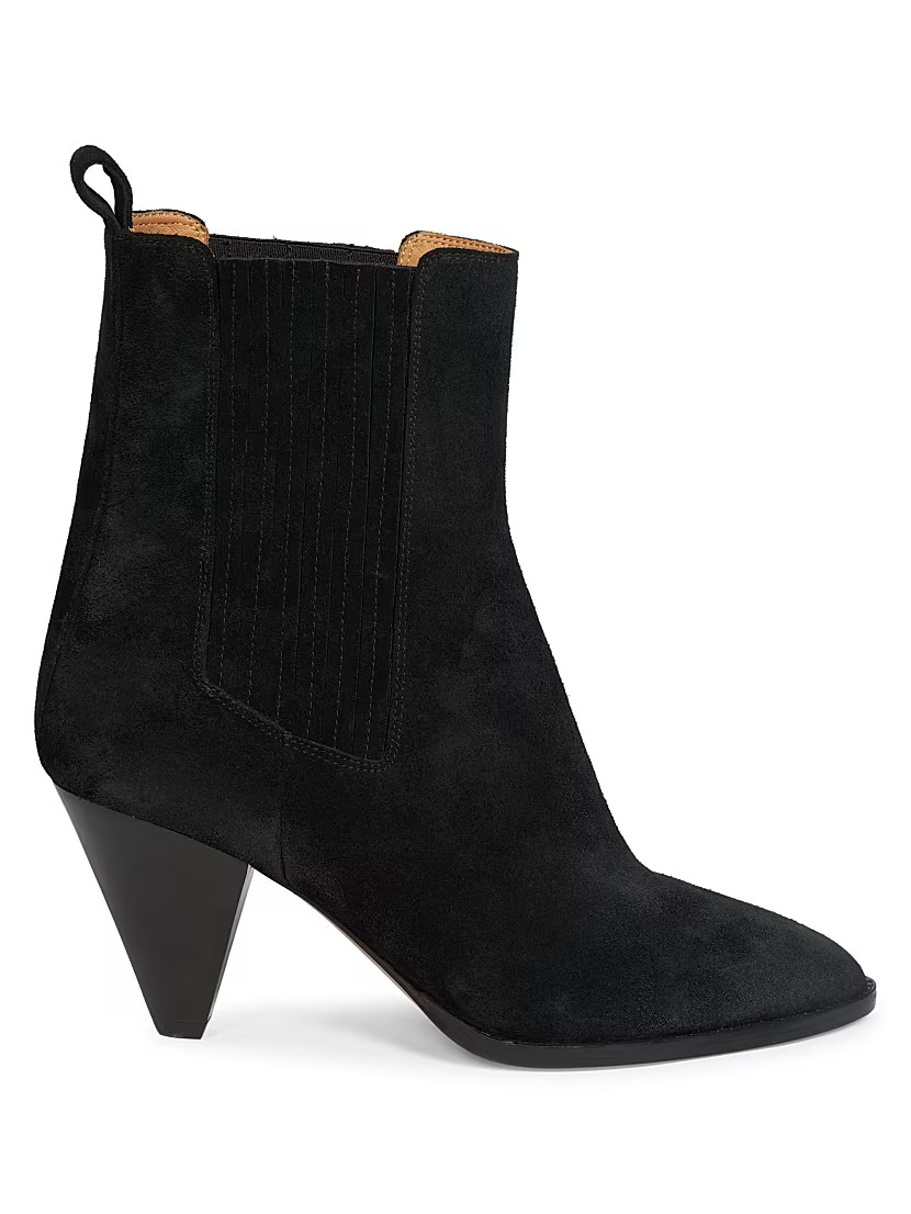 Reliane 76MM Velvet Leather Pull-On Ankle Boots | Saks Fifth Avenue