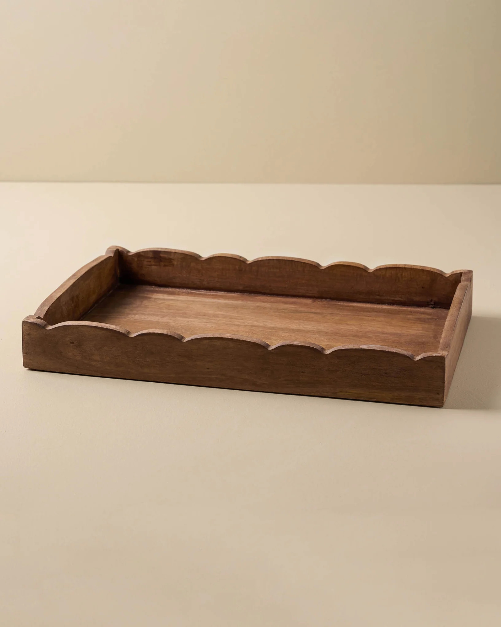 Scalloped Antiqued Wood Tray | Magnolia