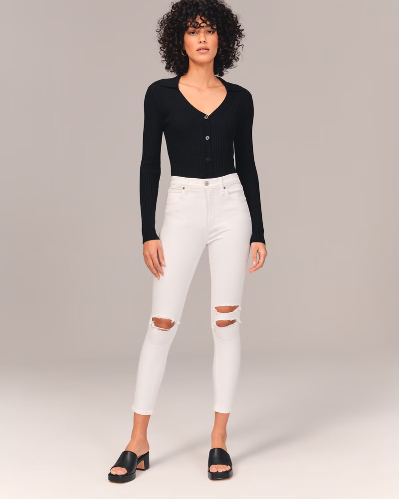 Women's High Rise Super Skinny Ankle Jeans | Women's Bottoms | Abercrombie.com | Abercrombie & Fitch (US)