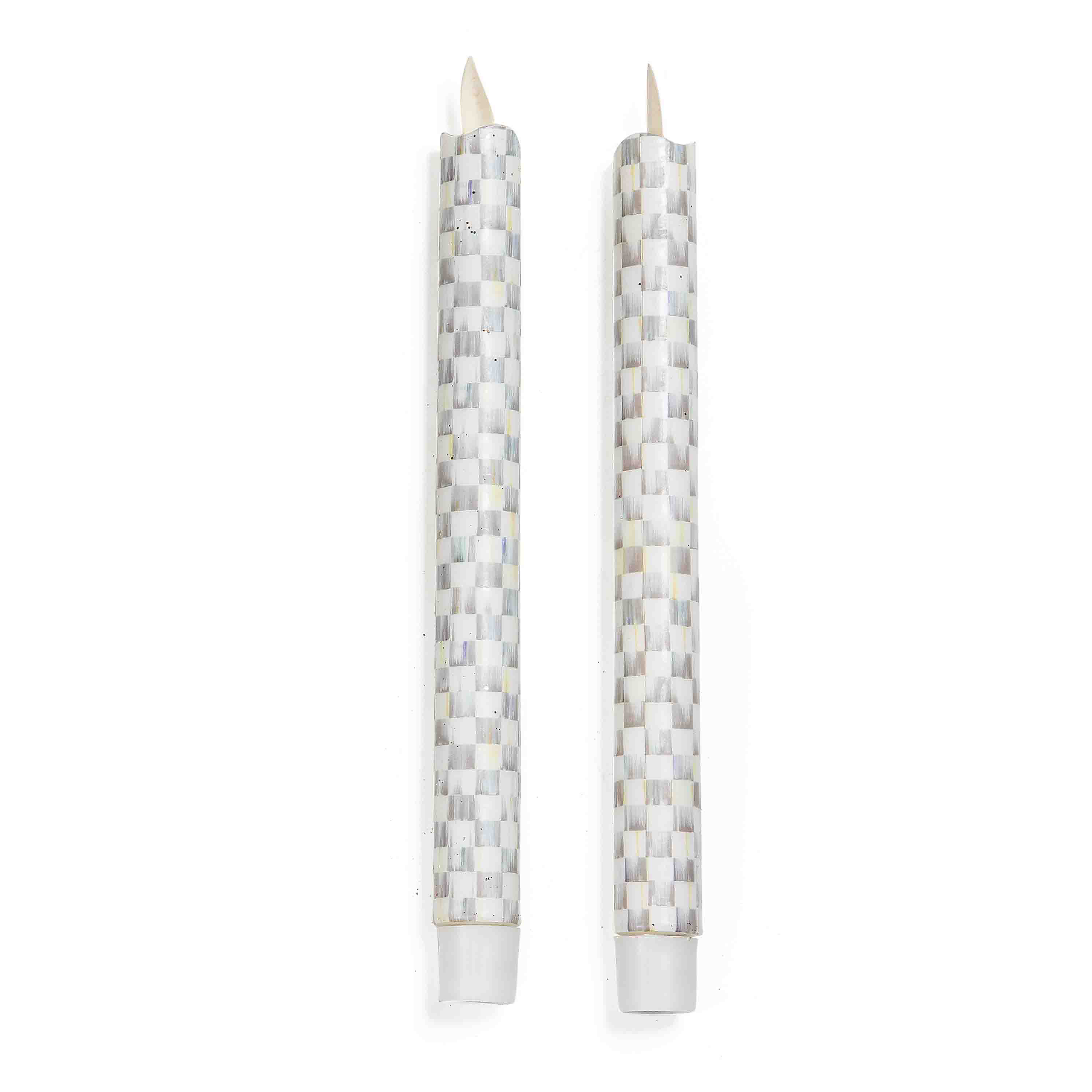 MacKenzie-Childs Sterling Check Flicker Dinner Candles