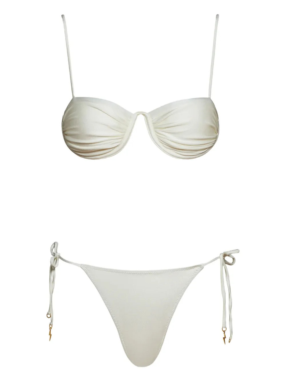 Noire Swimwear Monowire satin bikini set - White | Farfetch Global